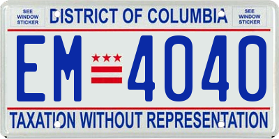 DC license plate EM4040