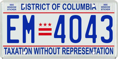 DC license plate EM4043