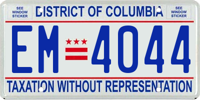 DC license plate EM4044