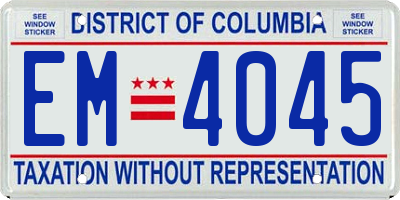 DC license plate EM4045