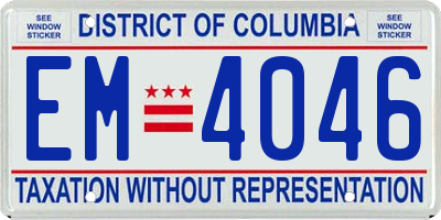 DC license plate EM4046