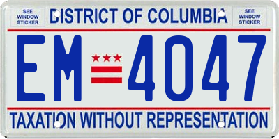 DC license plate EM4047