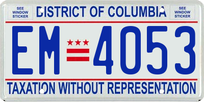 DC license plate EM4053