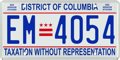 DC license plate EM4054