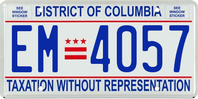 DC license plate EM4057