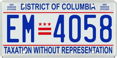 DC license plate EM4058