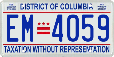 DC license plate EM4059