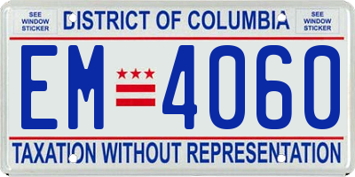 DC license plate EM4060