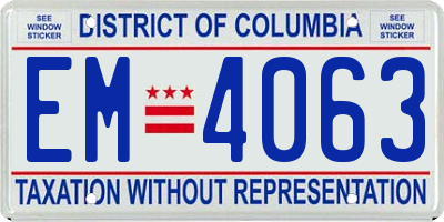 DC license plate EM4063