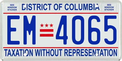 DC license plate EM4065