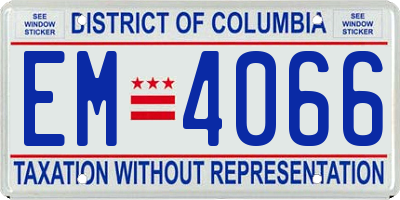 DC license plate EM4066