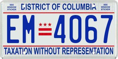 DC license plate EM4067