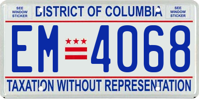 DC license plate EM4068