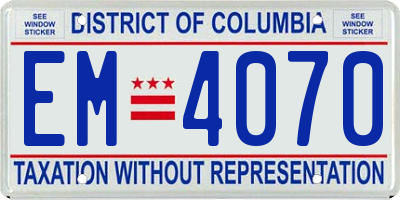 DC license plate EM4070