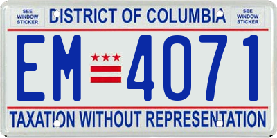 DC license plate EM4071