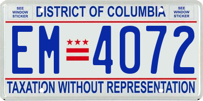 DC license plate EM4072