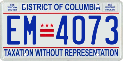 DC license plate EM4073