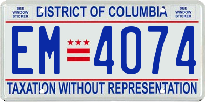 DC license plate EM4074