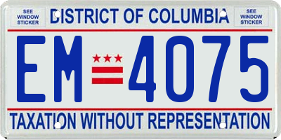 DC license plate EM4075