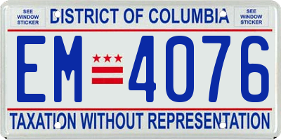 DC license plate EM4076