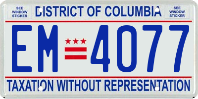 DC license plate EM4077