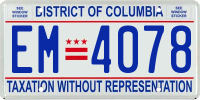 DC license plate EM4078