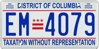 DC license plate EM4079