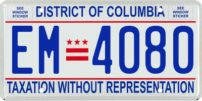 DC license plate EM4080