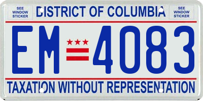 DC license plate EM4083