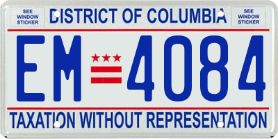 DC license plate EM4084