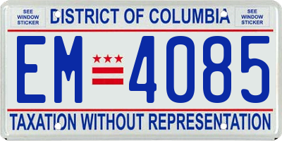 DC license plate EM4085