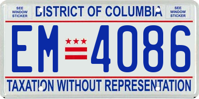 DC license plate EM4086