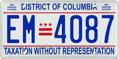 DC license plate EM4087