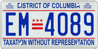 DC license plate EM4089