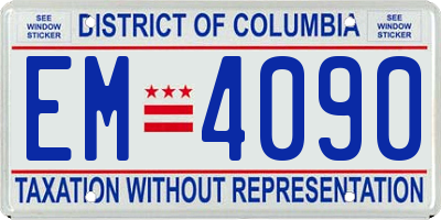 DC license plate EM4090