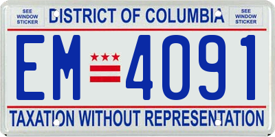 DC license plate EM4091