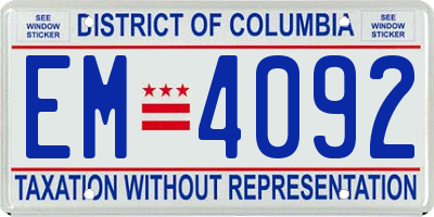 DC license plate EM4092