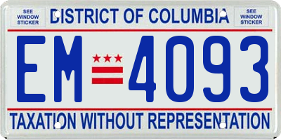 DC license plate EM4093