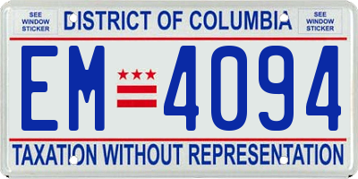 DC license plate EM4094