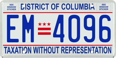 DC license plate EM4096