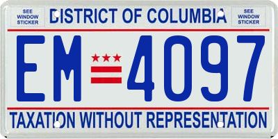 DC license plate EM4097