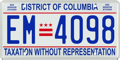 DC license plate EM4098