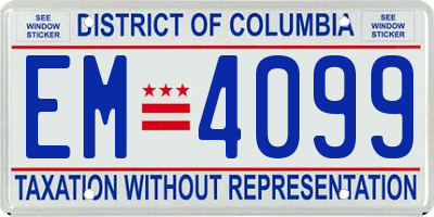 DC license plate EM4099