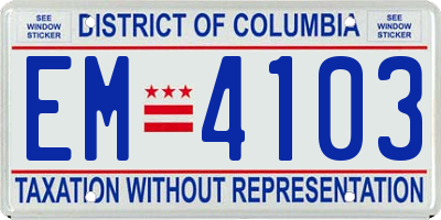 DC license plate EM4103