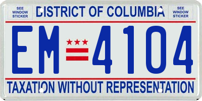 DC license plate EM4104