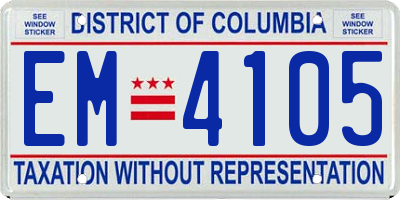 DC license plate EM4105