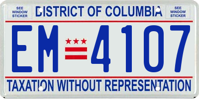 DC license plate EM4107