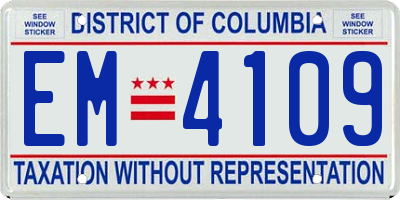 DC license plate EM4109