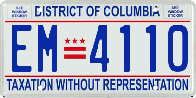 DC license plate EM4110