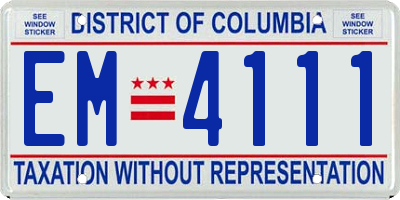 DC license plate EM4111